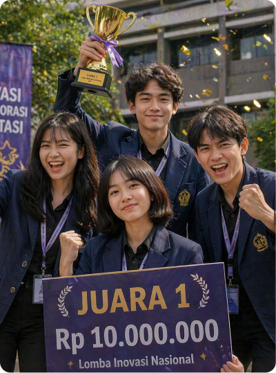 Tim memegang piala juara
